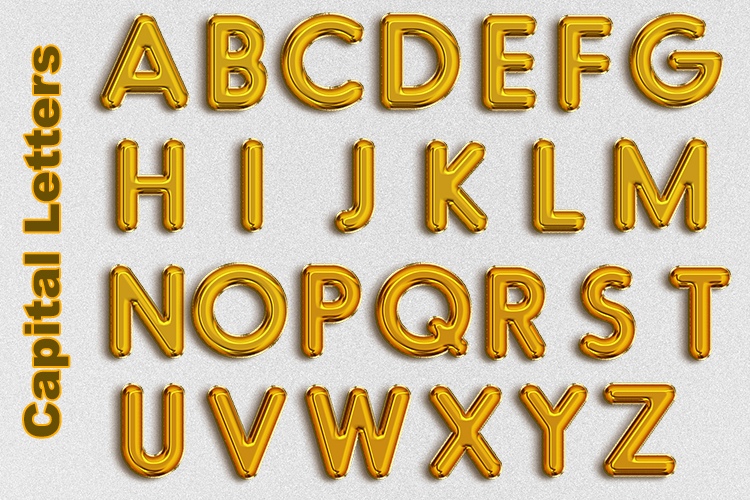 逼真3D立体金属气球字母数字PNG透明图片素材合集 Foil Balloon Letters Set_img_2