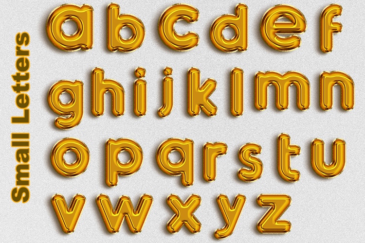 逼真3D立体金属气球字母数字PNG透明图片素材合集 Foil Balloon Letters Set_img_2