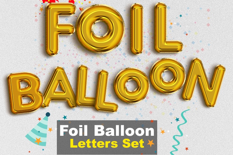 逼真3D立体金属气球字母数字PNG透明图片素材合集 Foil Balloon Letters Set_img_2