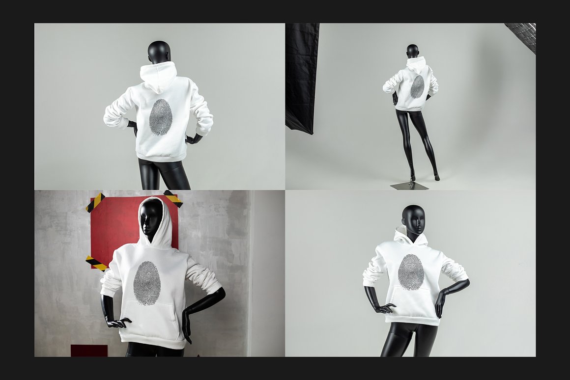 逼真男士连衣帽卫衣印花图案设计PS贴图样机合集 Hoodie Mock-Up Set_img_2