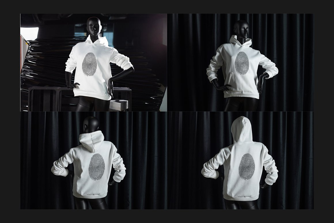 逼真男士连衣帽卫衣印花图案设计PS贴图样机合集 Hoodie Mock-Up Set_img_2