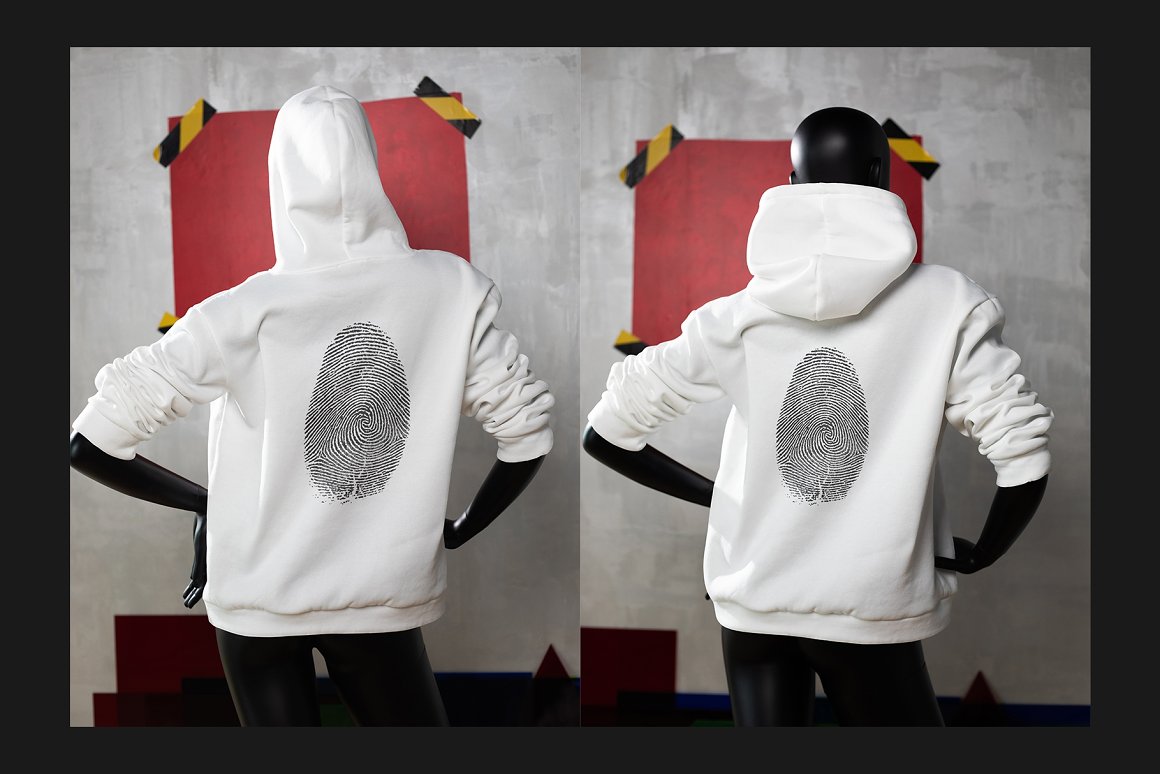 逼真男士连衣帽卫衣印花图案设计PS贴图样机合集 Hoodie Mock-Up Set_img_2