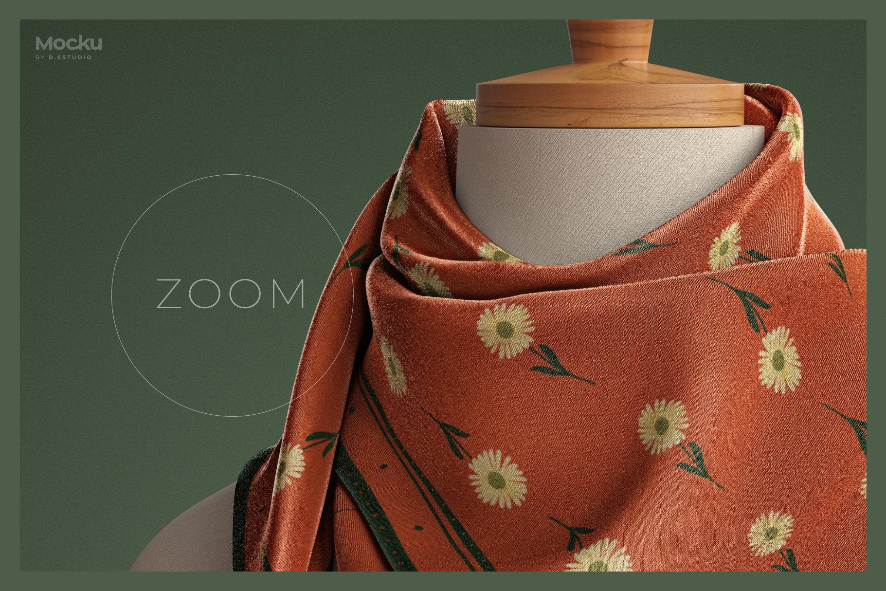 精致真丝丝绸围巾印花图案设计贴图样机素材 Silk Scarf Mockup - Big - Pack 01_img_2