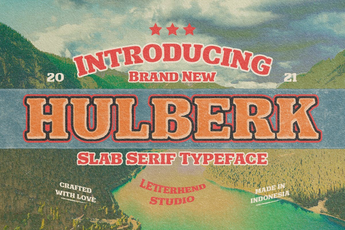 怀旧徽标杂志标签设计衬线英文字体 Hulberk - a Nostalgic Slab Serif_img_2