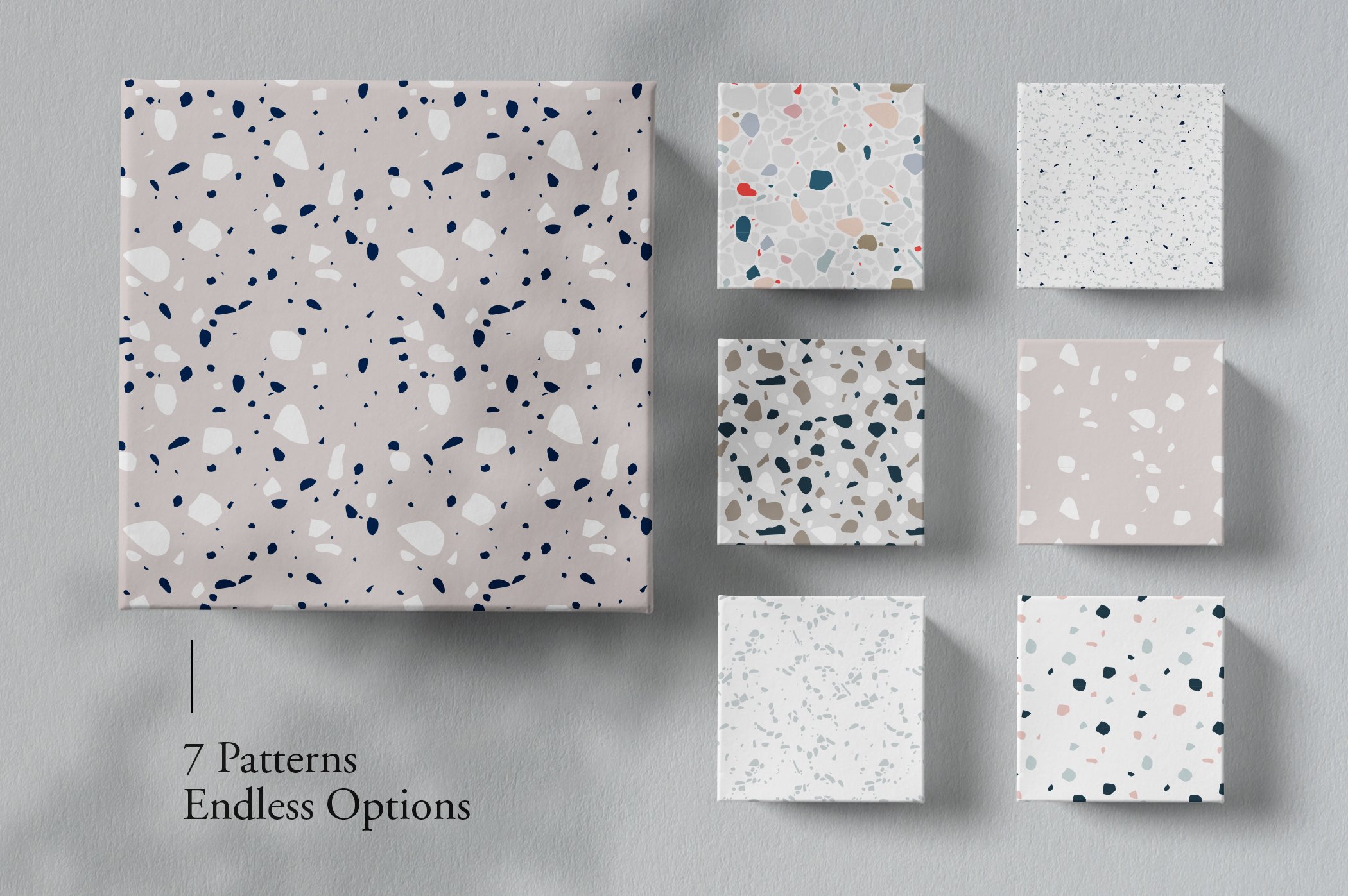 7种水磨石纹理无缝隙背景图案矢量设计素材 Terrazzo / Granito Seamless Patterns_img_2