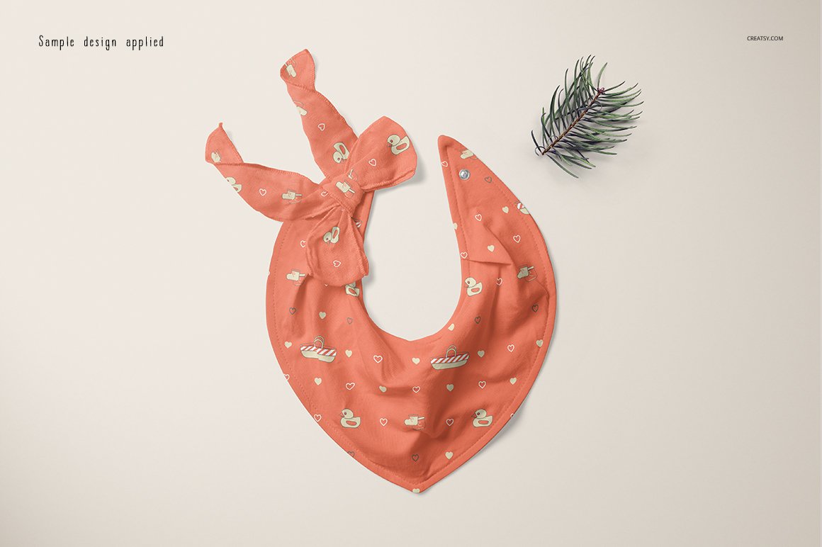 逼真婴儿头巾围兜印花图案设计贴图样机套装 Baby Bandana Bib Mockup Set_img_2