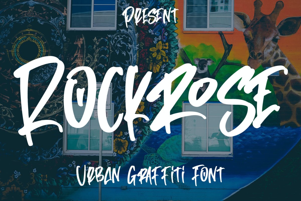 时尚涂鸦风格品牌目录设计手写英文字体素材 Rockrose - Urban Graffiti Font_img_2