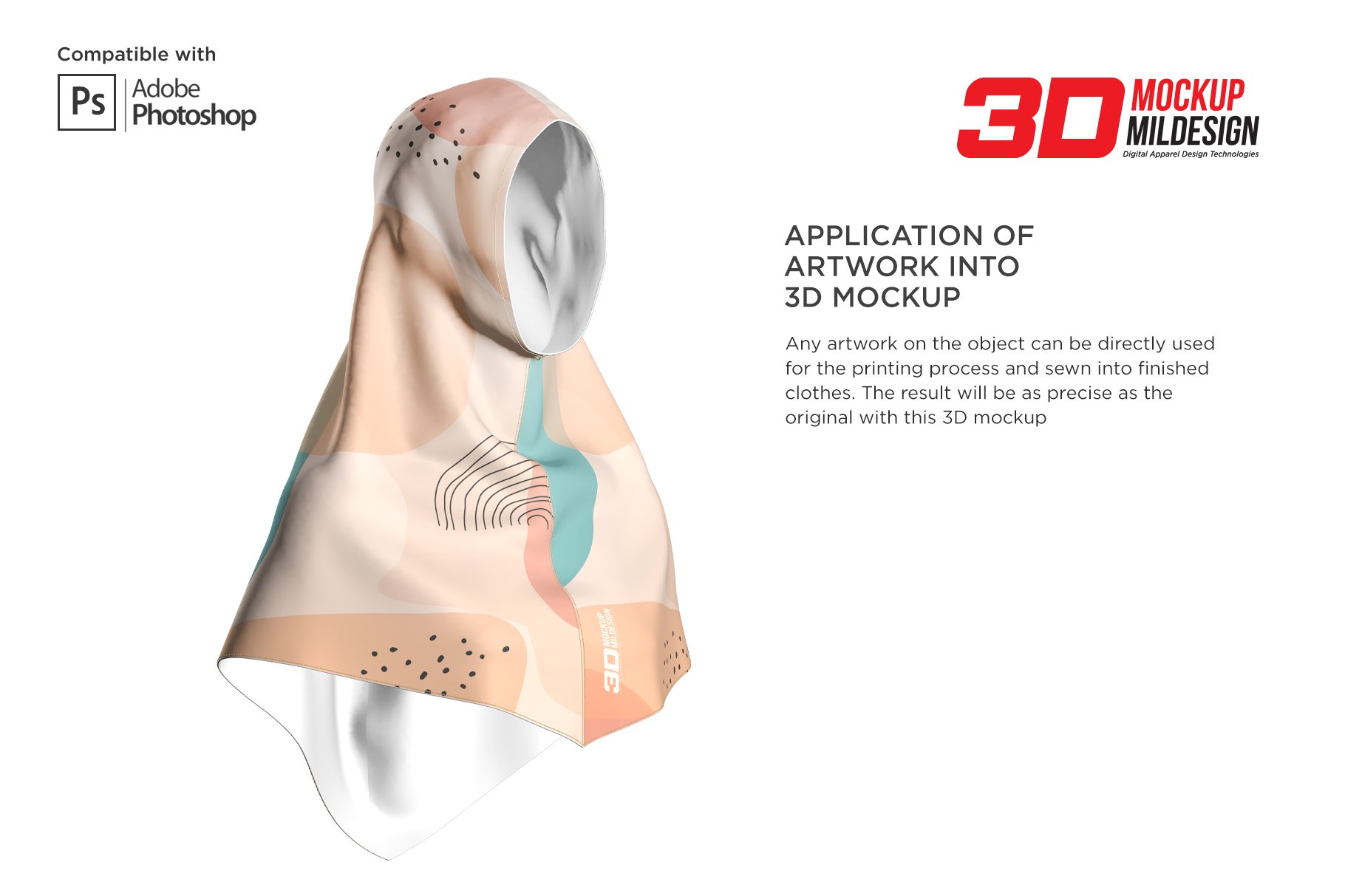 3D穆斯林头巾设计展示样机 3D Muslim Hijab Mockup_img_2