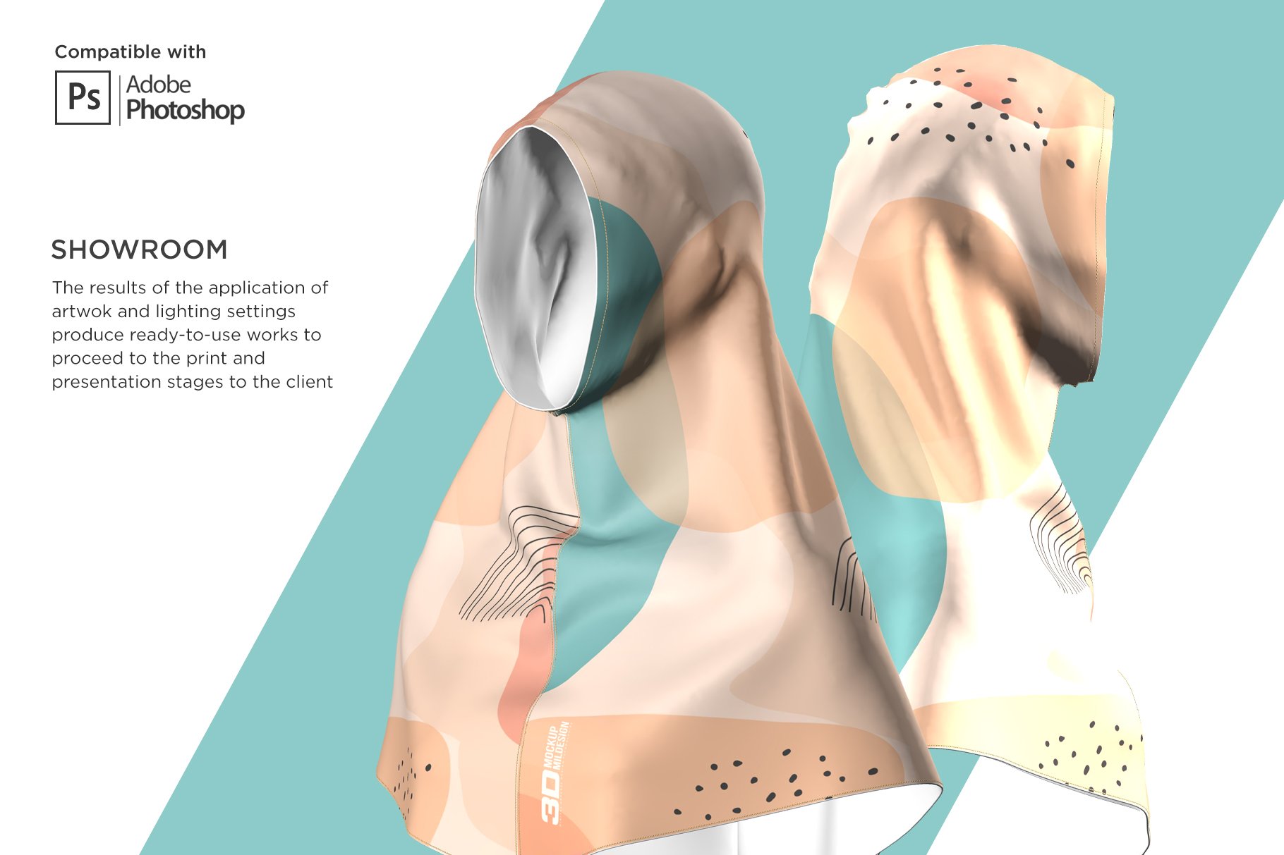 3D穆斯林头巾设计展示样机 3D Muslim Hijab Mockup_img_2