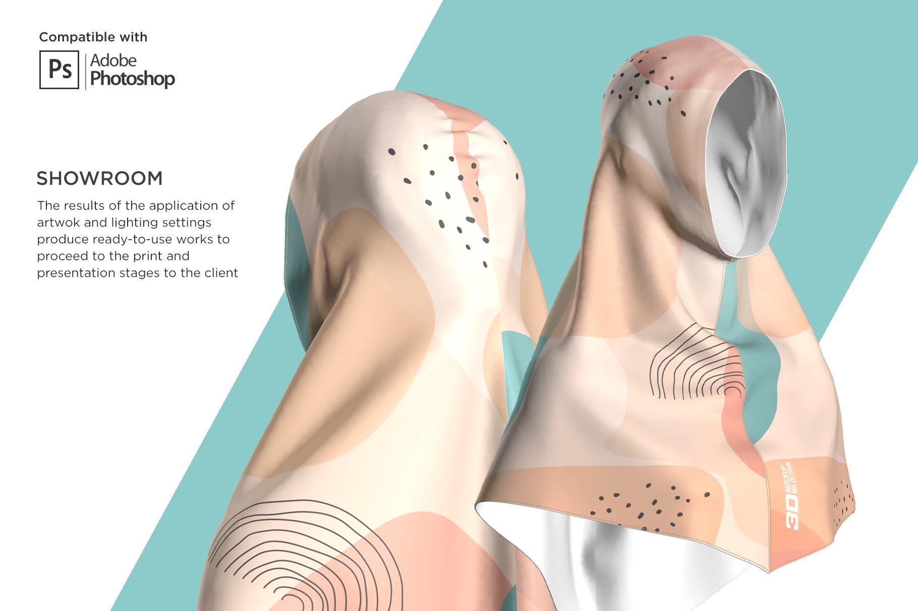 3D穆斯林头巾设计展示样机 3D Muslim Hijab Mockup_img_2