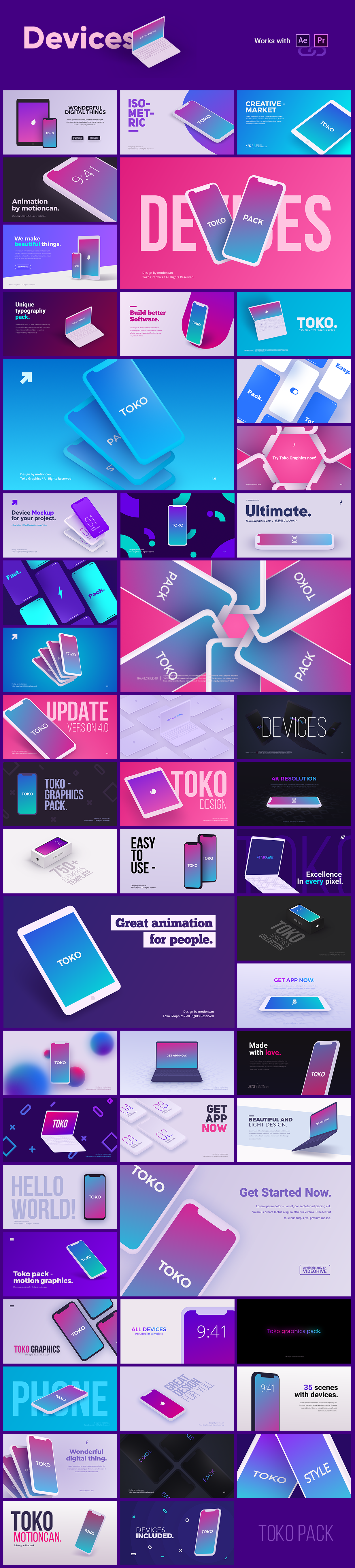 2250+时尚排版包装字幕条Logo动画转场背景元素AE+PR脚本 Videohive - Graphics Pack V4.0_img_2