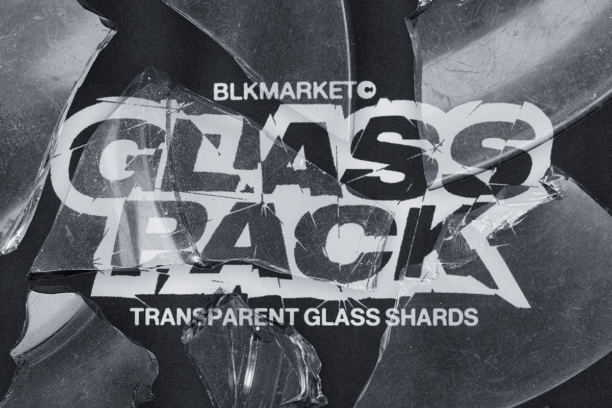 80个潮流高清破碎玻璃海报设计叠加层PNG透明图片素材 Blkmarket - Glass Pack_img_2