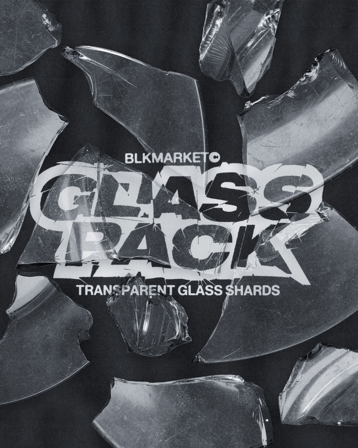 80个潮流高清破碎玻璃海报设计叠加层PNG透明图片素材 Blkmarket - Glass Pack_img_2