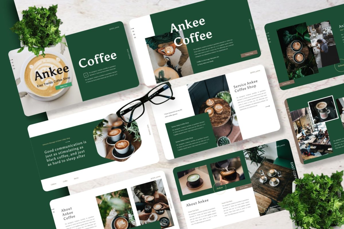 潮流时尚摄影作品集图文排版设计Keynote 模版  Ankee - Coffee Shop Keynote Template_img_2