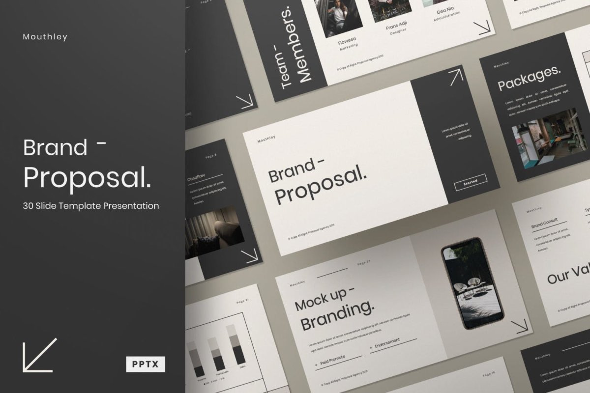 现代创意品牌策划提案简报演示文稿设计ppt模板 MOUTLEY - Brand Proposal Powerpoint_img_2