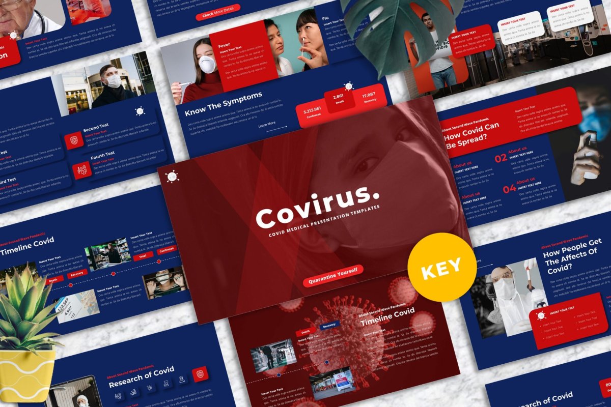 时尚创意医疗主题作品集演示文稿设计Keynote模板 Covirus - Covid Medical Keynote Template_img_2