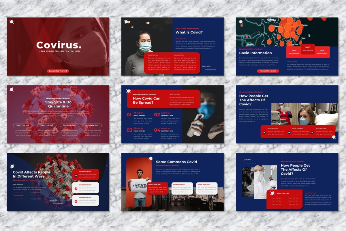 时尚创意医疗主题作品集演示文稿设计Keynote模板 Covirus - Covid Medical Keynote Template_img_2