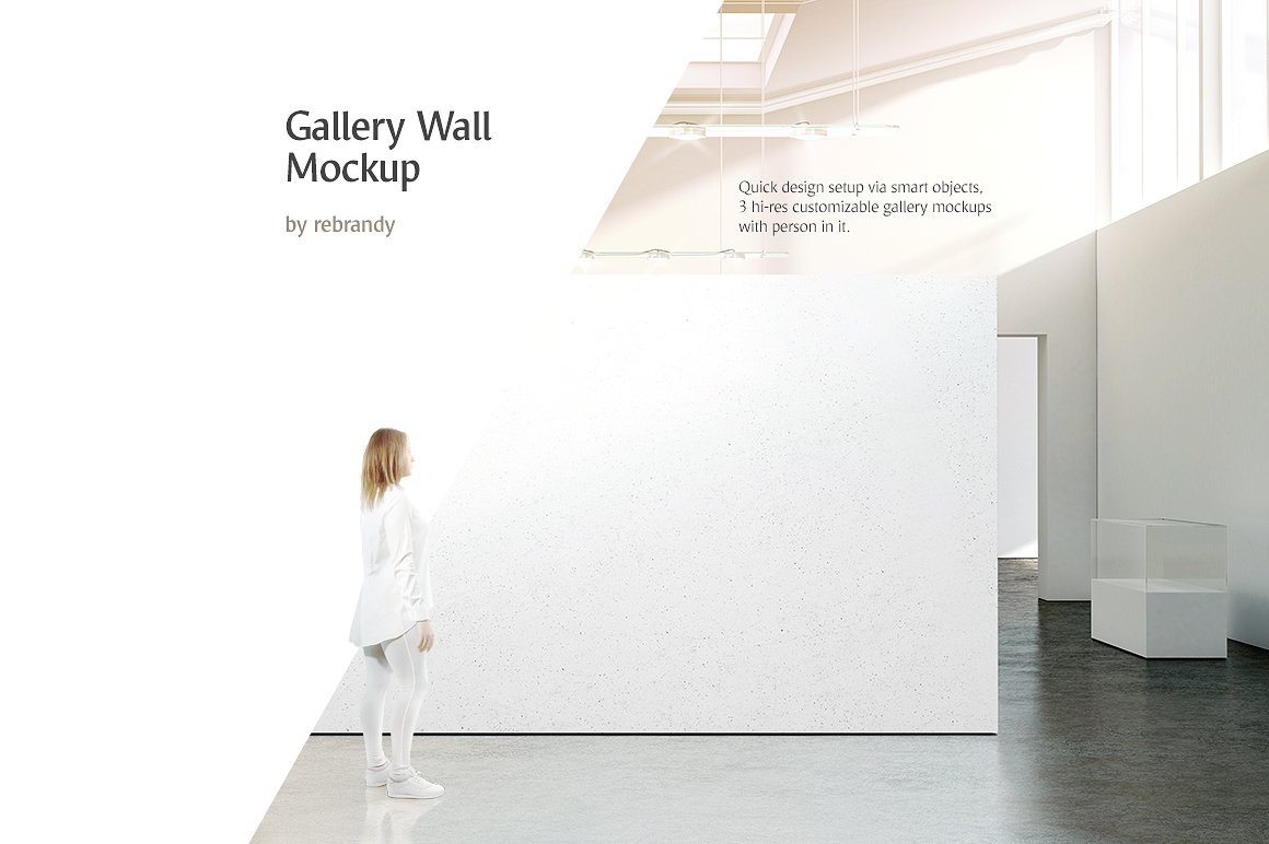 高质量展厅墙面展板画面设计PS贴图样机模板 Gallery Wall Mockup_img_2