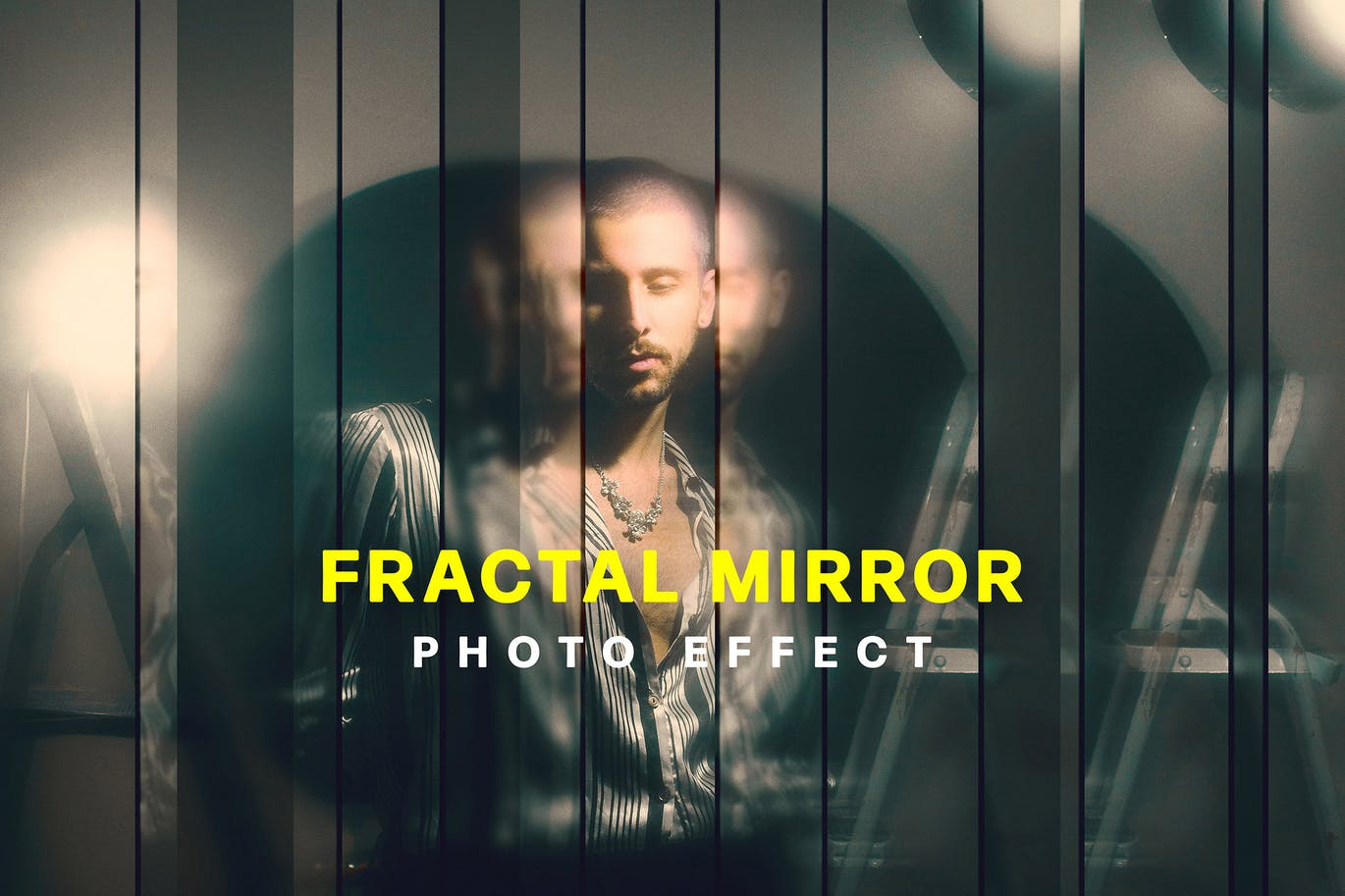 潮流玻璃分镜失真照片处理特效PS样式模板 Strip Fractal Mirror Photo Effect_img_2