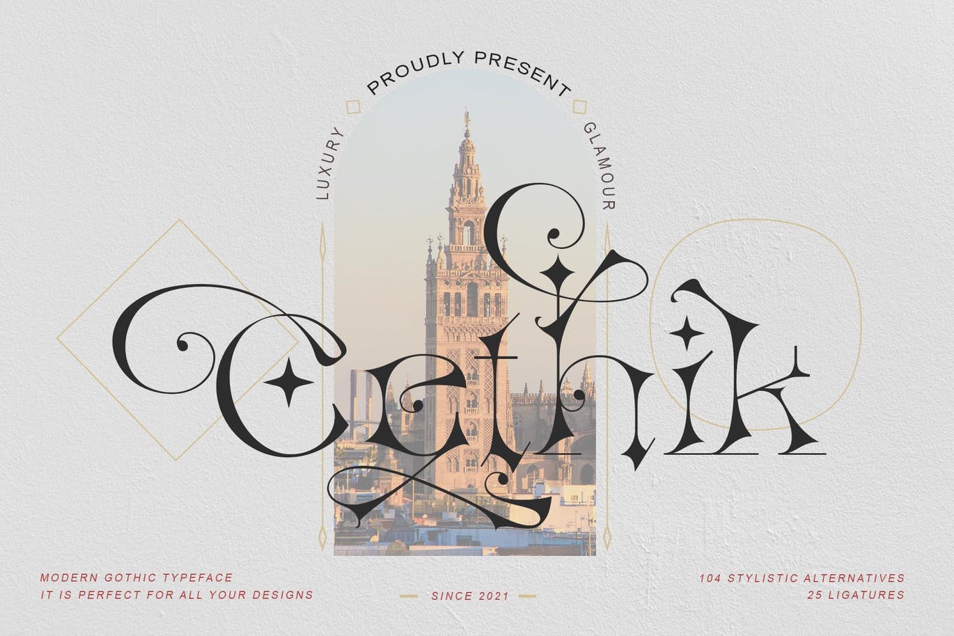 复古哥特式海报标题徽标Logo设计衬线英文字体素材 Cethik Font_img_2