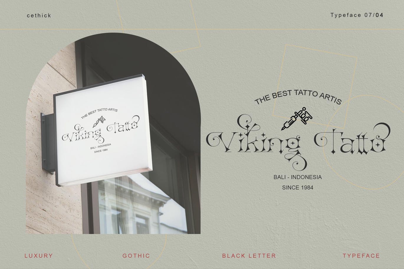 复古哥特式海报标题徽标Logo设计衬线英文字体素材 Cethik Font_img_2