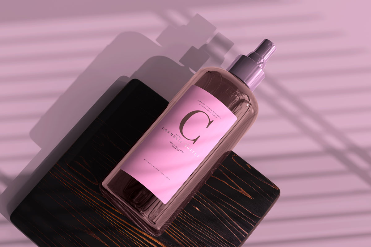 9款逼真琥珀色化妆品喷雾瓶包装盒设计贴图PSD样机模板 Amber Glass Cosmetic Spray Bottle Mockup Vol.2_img_2