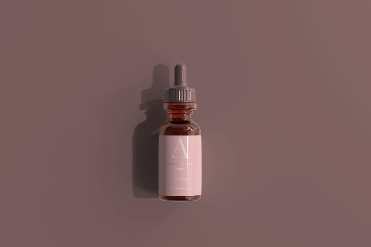 9款时尚化妆品玻璃滴管瓶包装盒设计贴图样机模板 Amber Glass Dropper Bottle Mockup_img_2