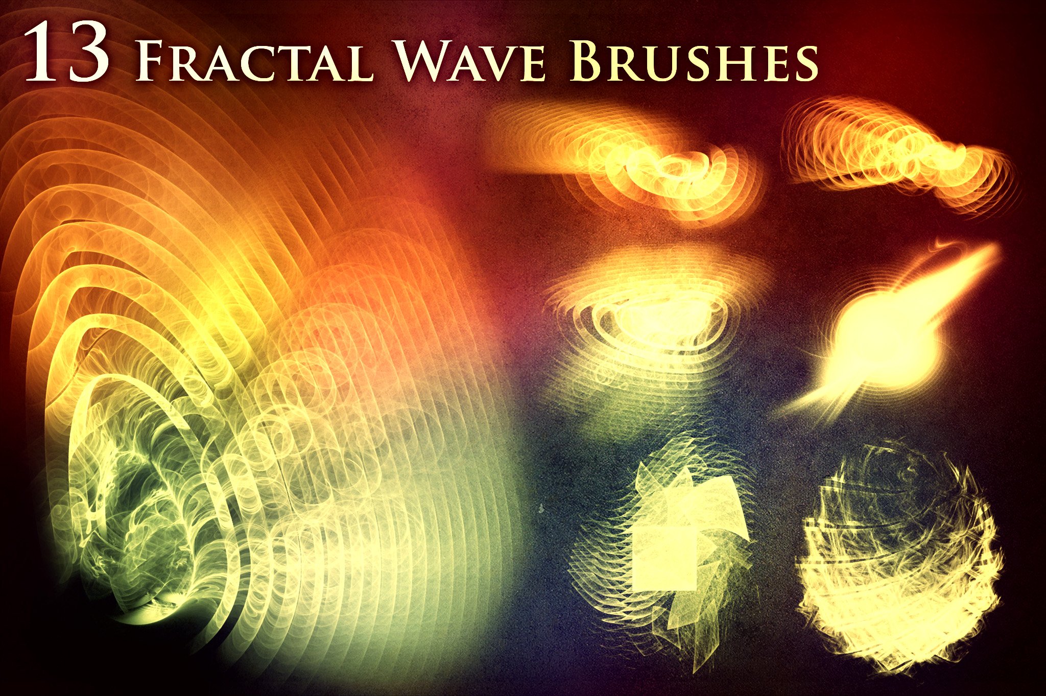 13个抽象冲击波分形波浪笔刷样式PS设计素材 13 Fractal Wave Brushes_img_2