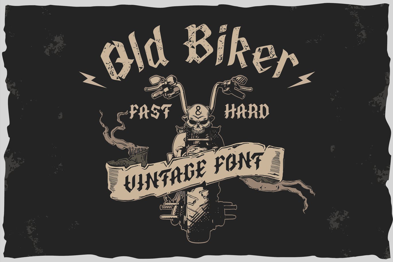 复古哥特式标题徽标Logo设计衬线英文字体素材 Old Biker Font_img_2