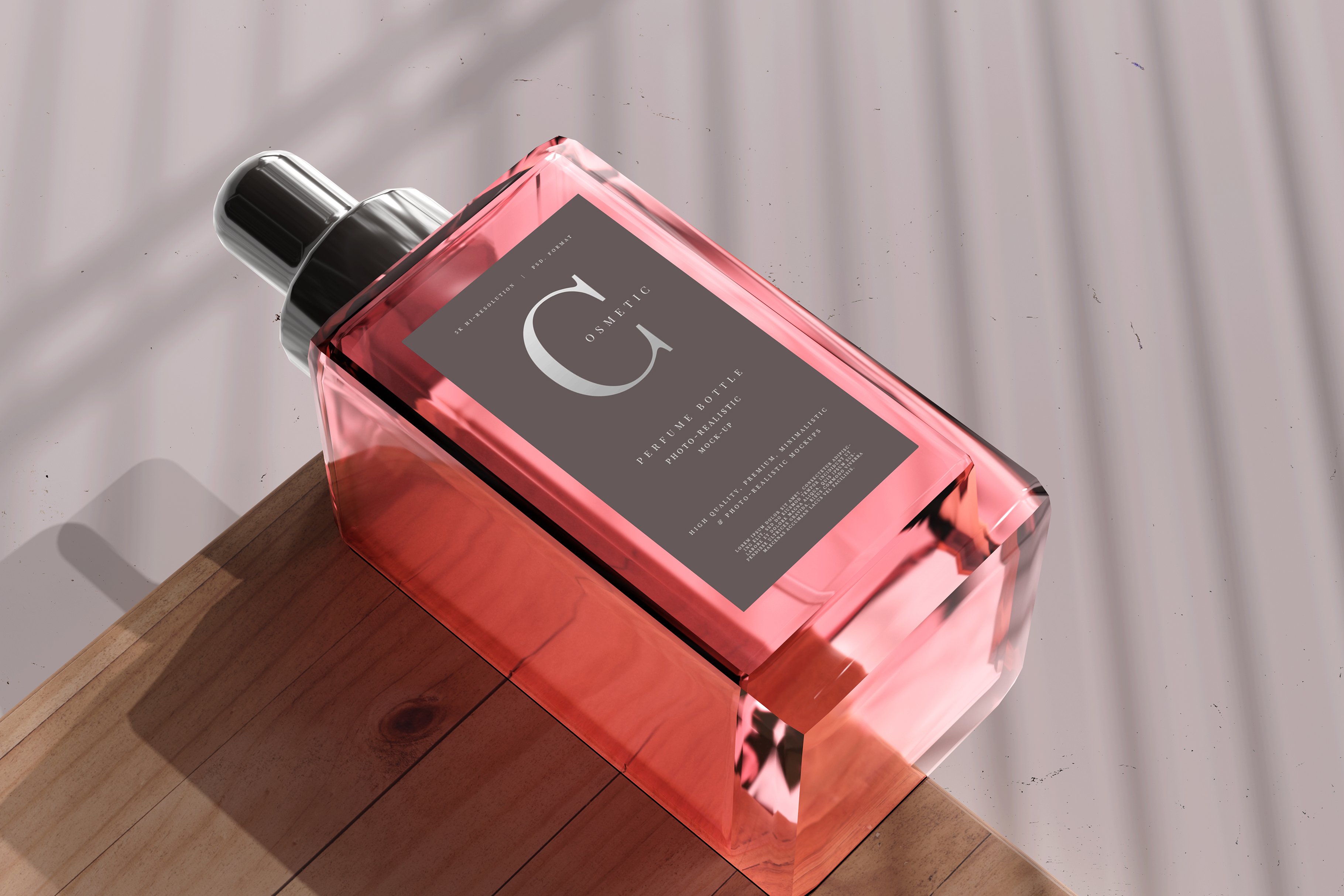 12款时尚方形香水瓶包装盒设计PS贴图样机模板 Square Perfume Bottle with Box Mockup_img_2