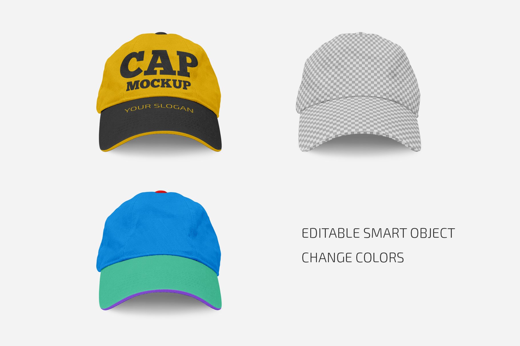 逼真棒球帽设计贴图样机合集 Cap Mockup Set_img_2