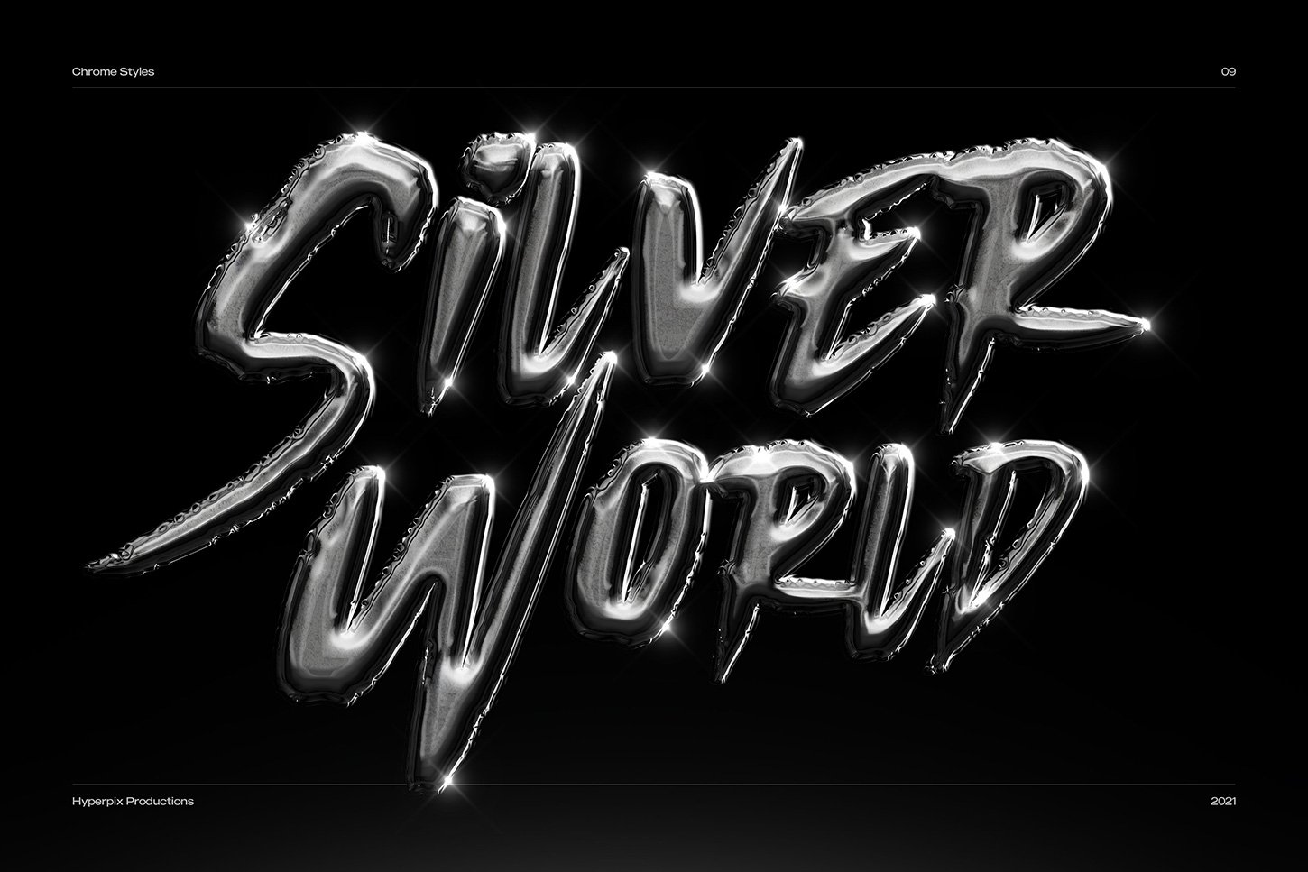 10款潮流金属3D镀铬效果标题Logo设计PS样机模板素材 Chrome Text Styles Vol.4_img_2