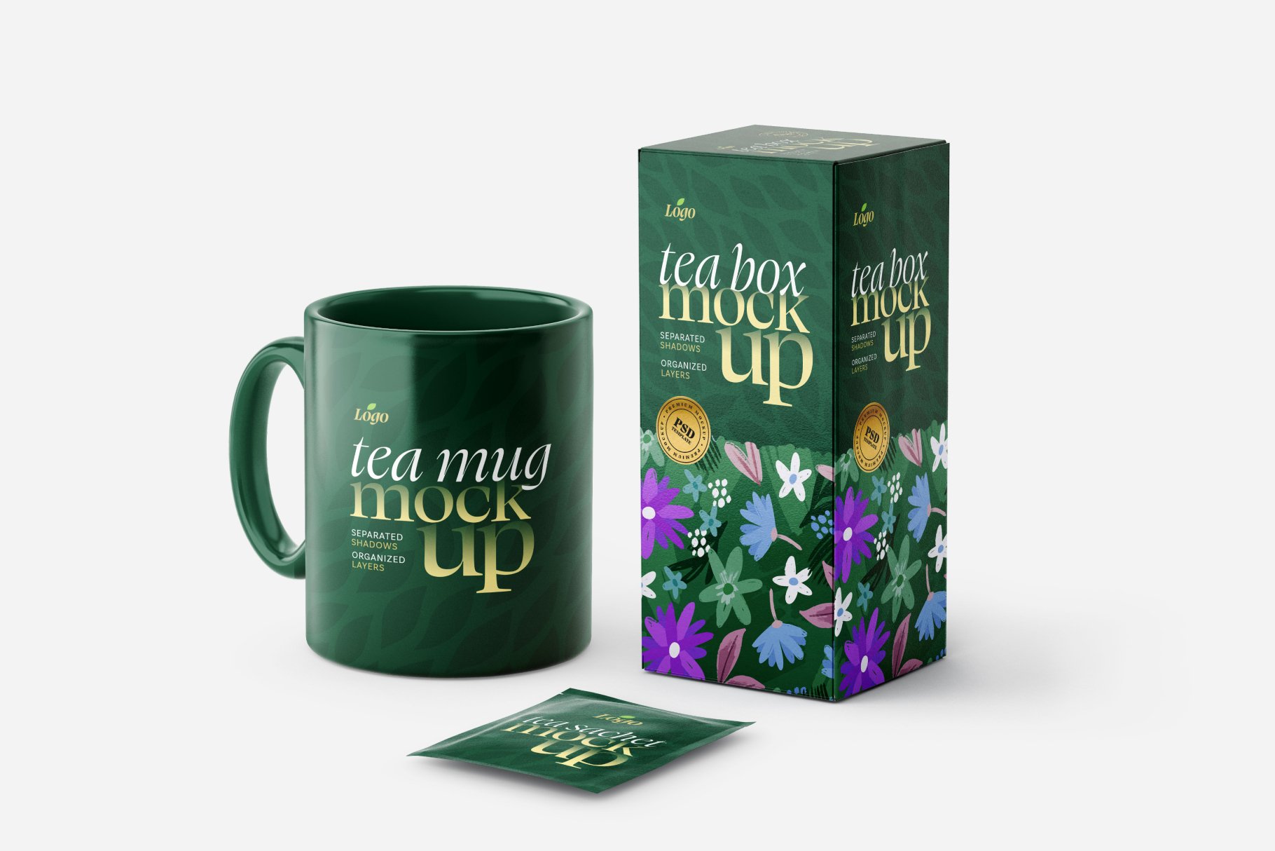 11款时尚茶叶盒茶叶袋马克杯PS贴图样机模板 Tea Box and Tea Bag Mockup Set_img_2