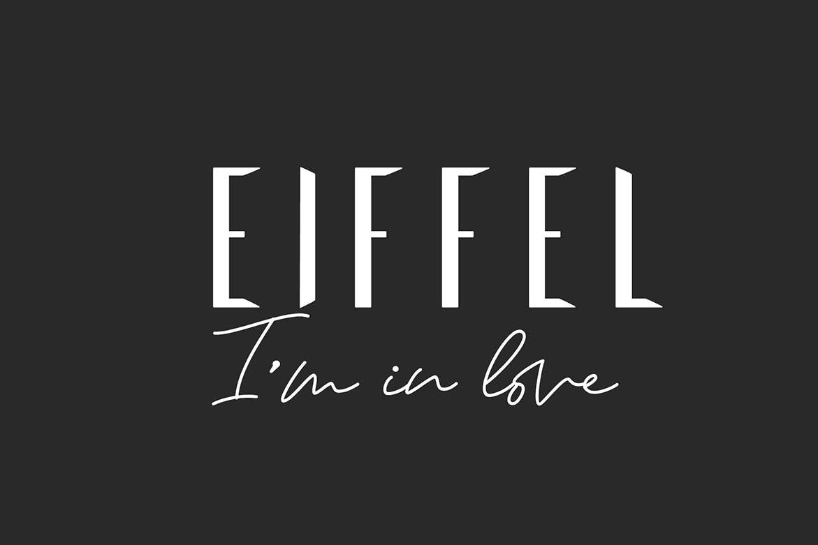 现代优美标题海报徽标logo设计无衬线英文字体素材 Eiffel in love_img_2