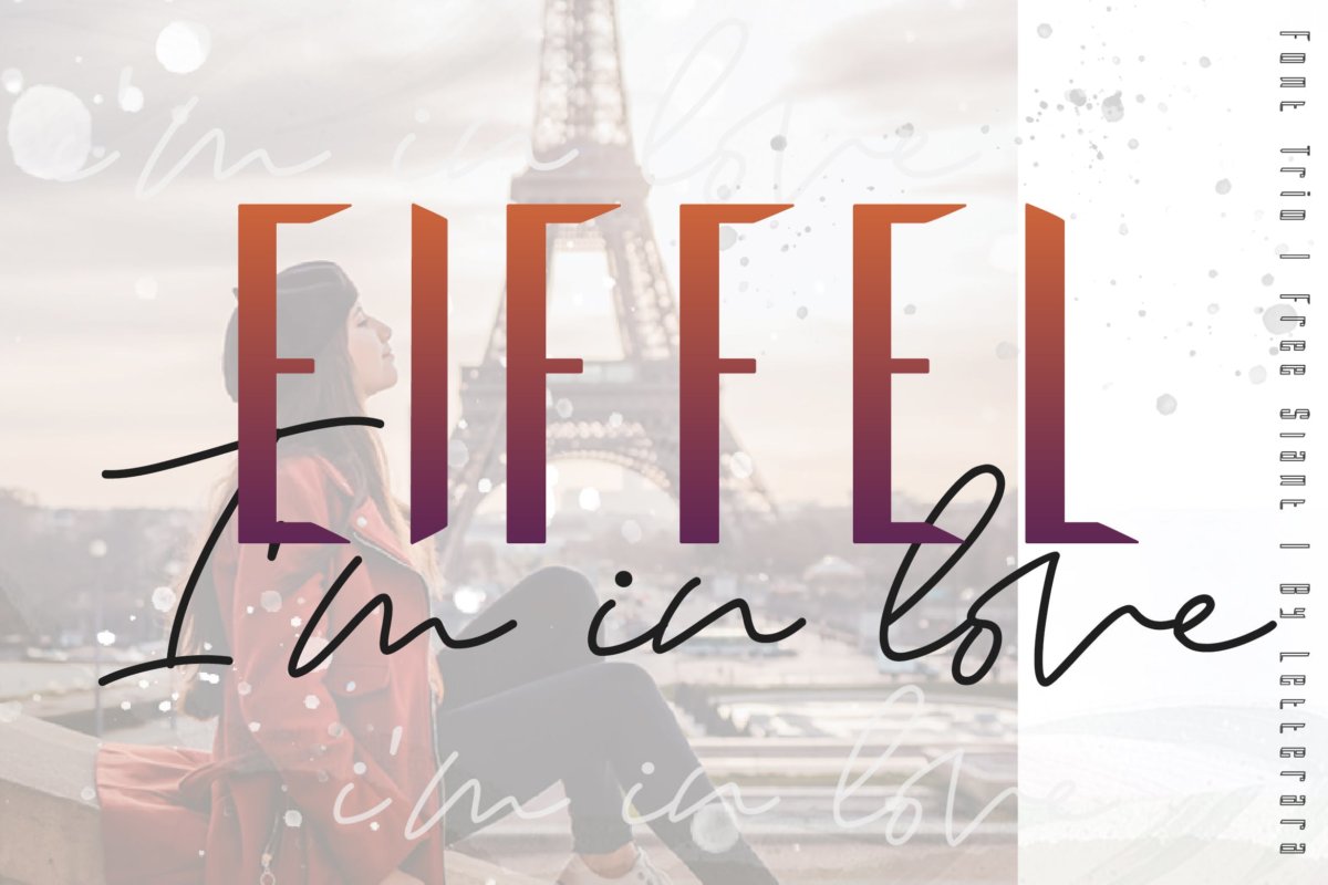 现代优美标题海报徽标logo设计无衬线英文字体素材 Eiffel in love_img_2