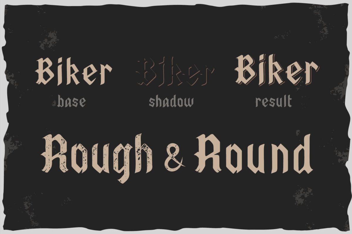 复古哥特式风格标签设计装饰性英文字体素材 Old Biker. Gothic style vintage label font_img_2