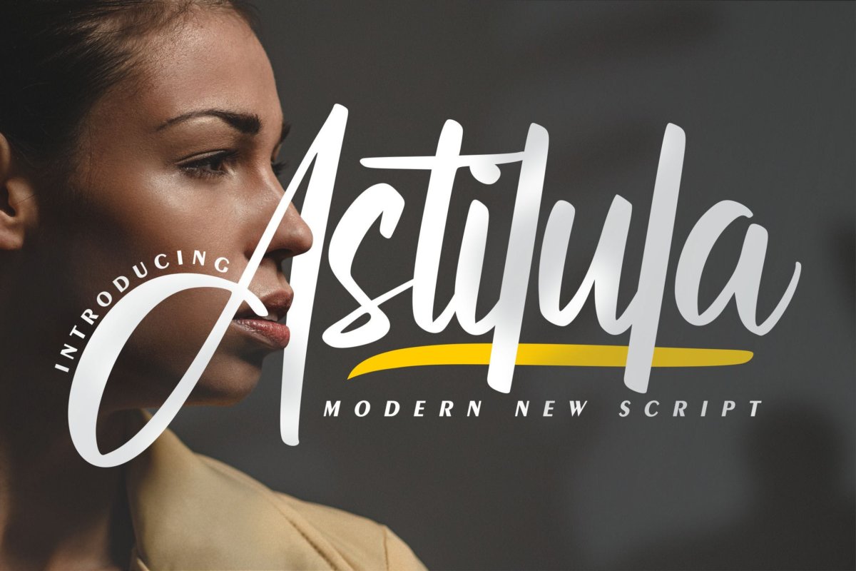 现代毛笔书法风格海报贺卡邀请函设计手写英文字体 Astilula | Modern New Script Font_img_2