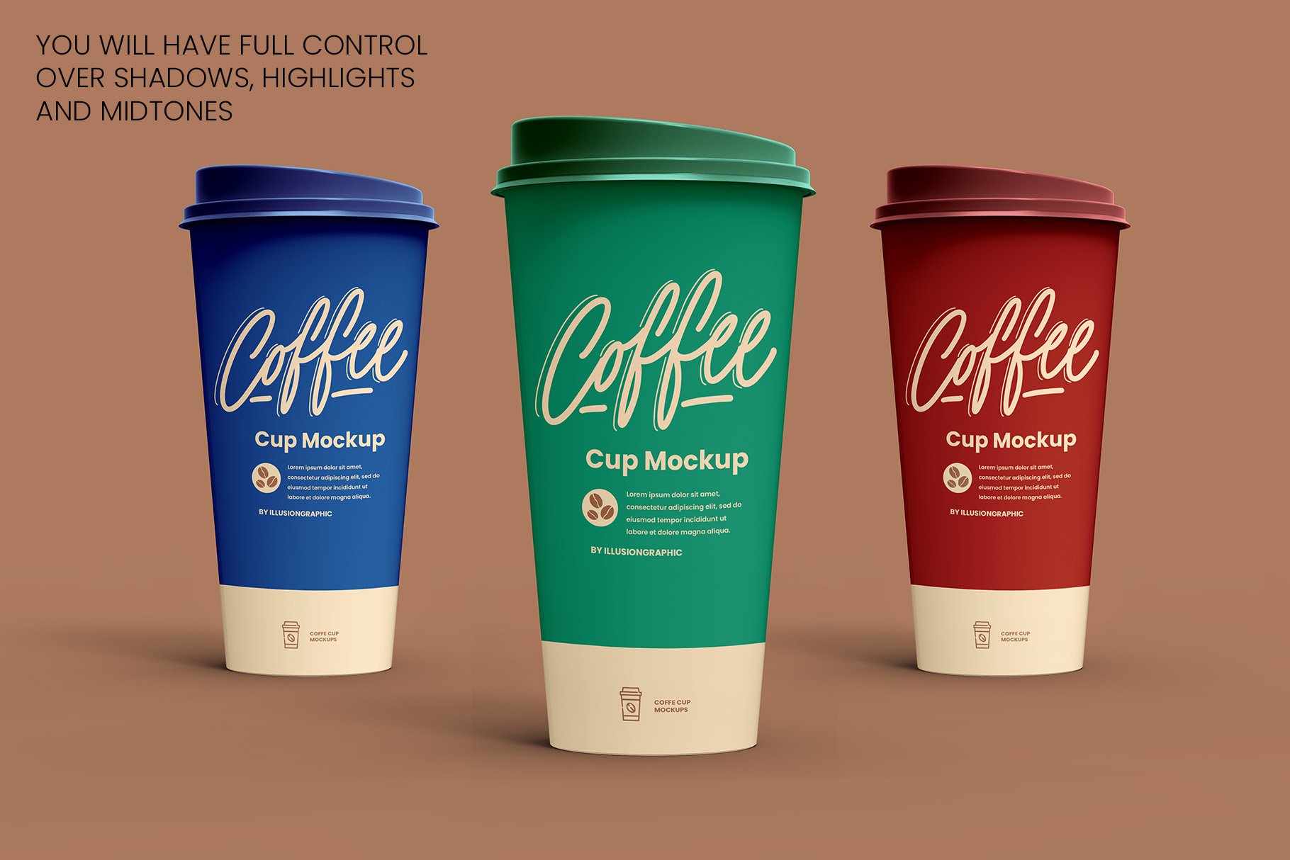 8个一次性咖啡外卖纸杯设计贴图样机模板 Coffee Cup Mockup - 8 views_img_2