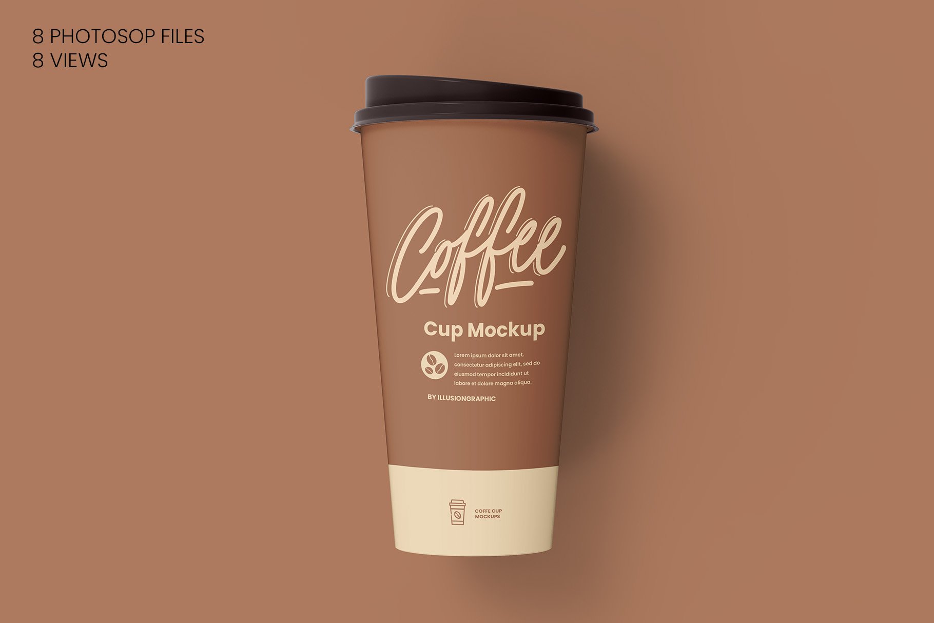 8个一次性咖啡外卖纸杯设计贴图样机模板 Coffee Cup Mockup - 8 views_img_2