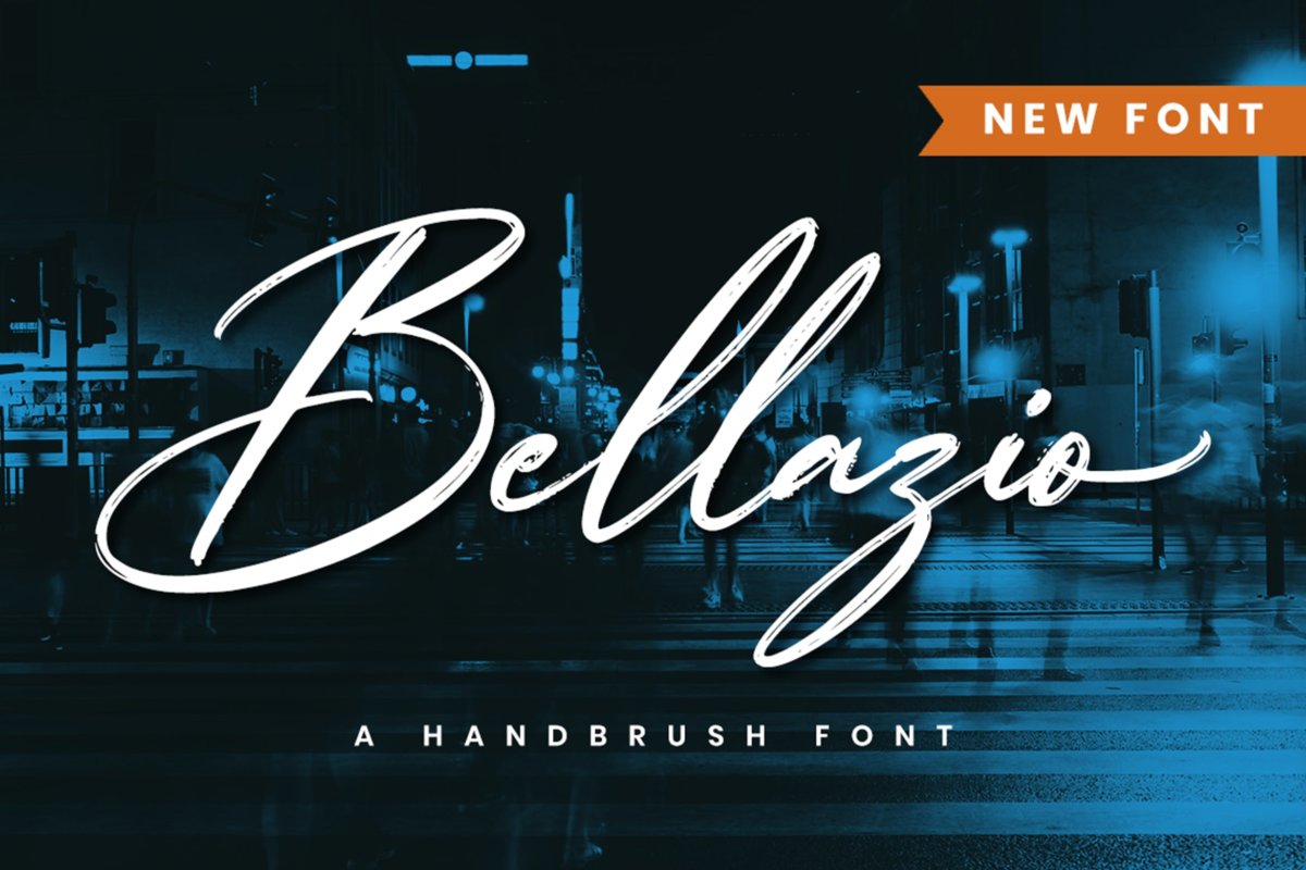 现代毛笔书法海报徽标Logo设计手写英文字体素材 Bellazio - A Handbrush Font_img_2