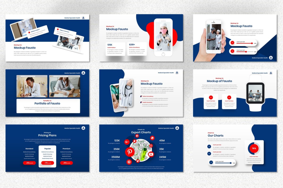 现代简约医疗作品集演示文稿设计模板 Fausto - Medical Powerpoint Template_img_2