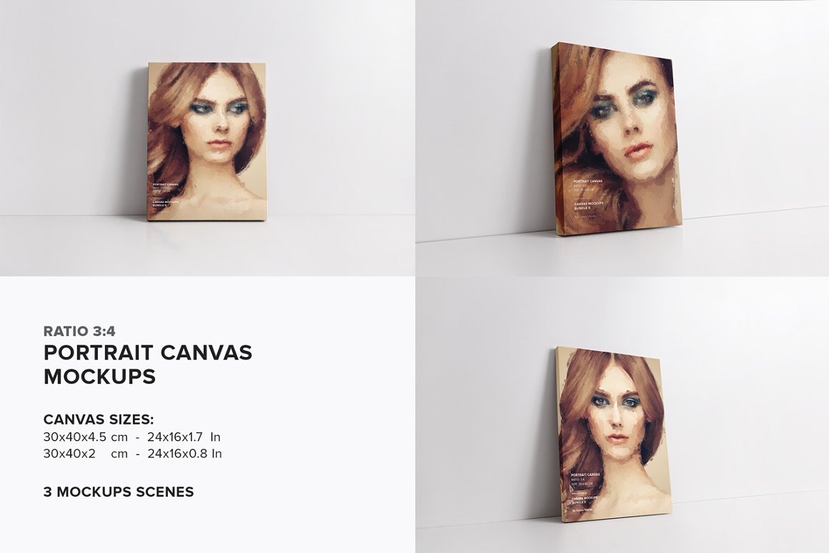 33款绘画艺术品相片展示相框画布样机模板套装 Canvas Mockups Bundle 2_img_2