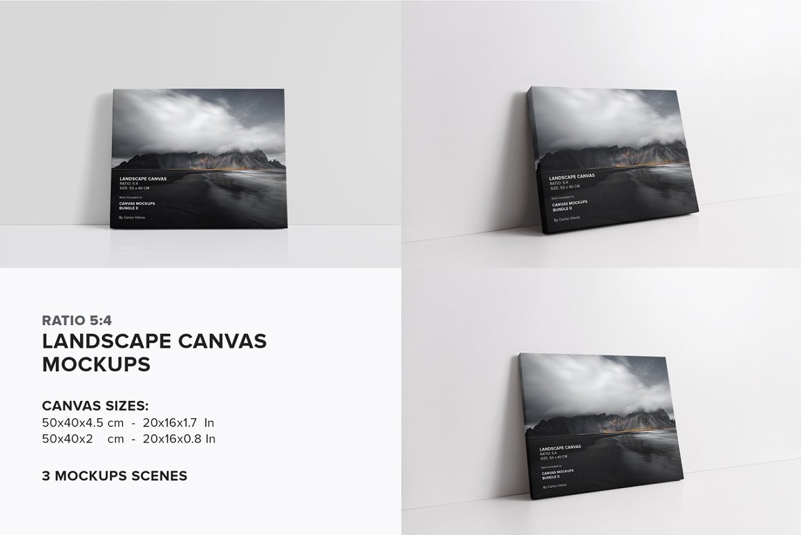 33款绘画艺术品相片展示相框画布样机模板套装 Canvas Mockups Bundle 2_img_2