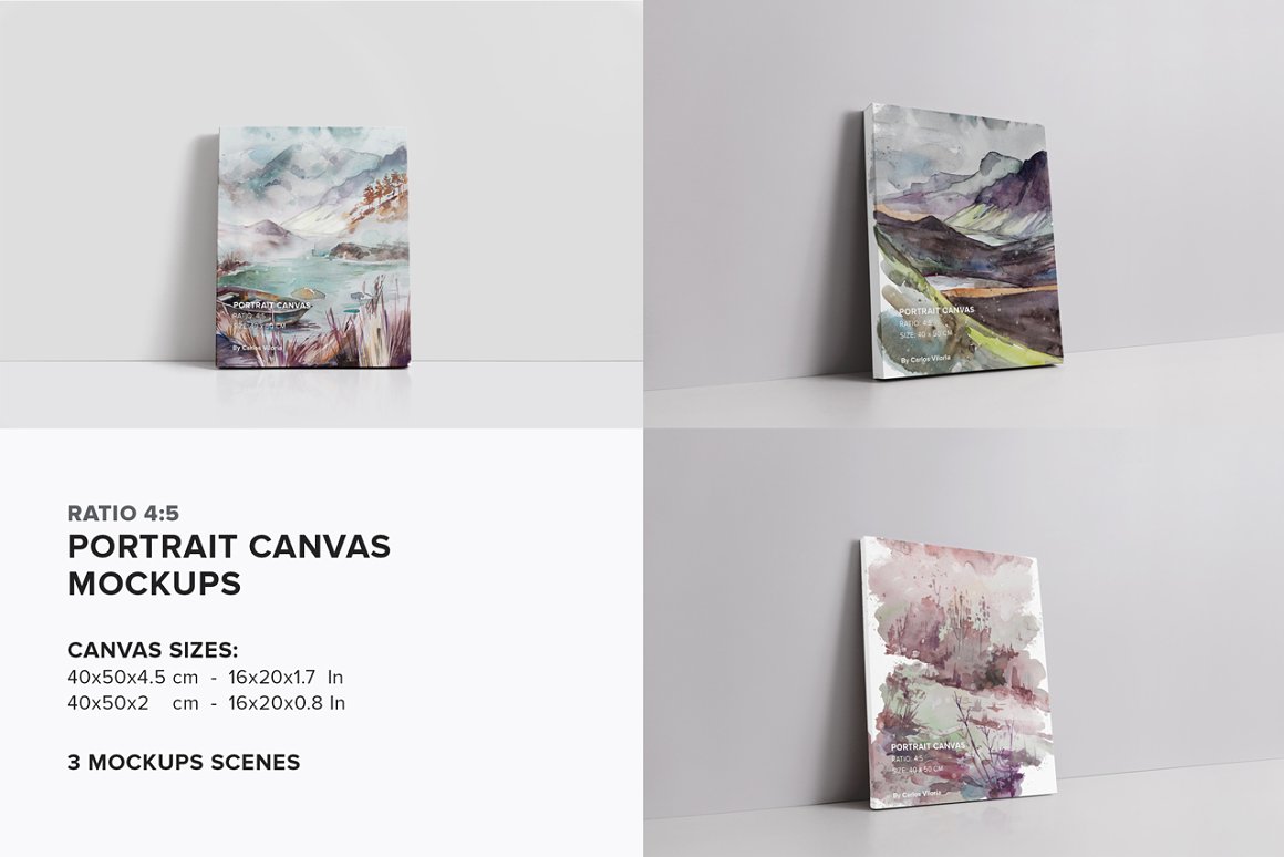 33款绘画艺术品相片展示相框画布样机模板套装 Canvas Mockups Bundle 2_img_2