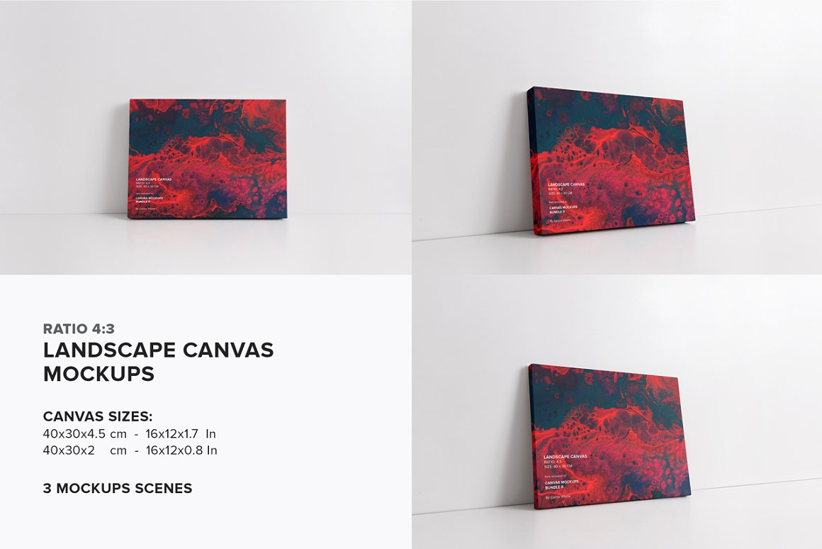 33款绘画艺术品相片展示相框画布样机模板套装 Canvas Mockups Bundle 2_img_2