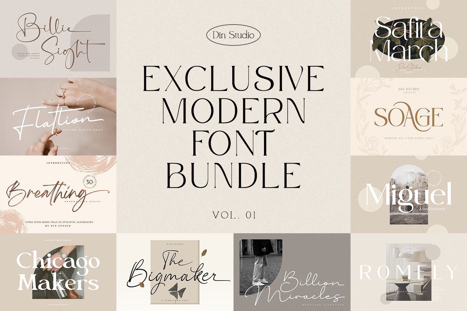 11套现代优雅标题徽标Logo设计手写签名无衬线英文字体套装 Exclusive Modern Font Bundle_img_2