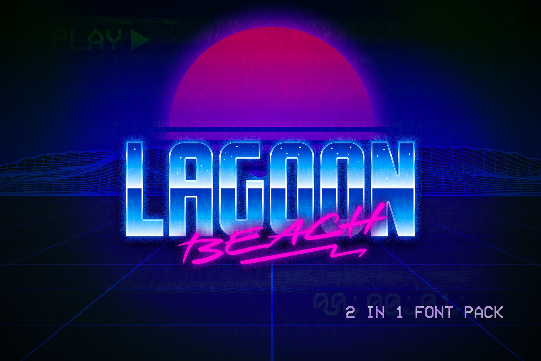 复古80年代蒸汽波海报画册杂志Logo标题英文字体素材 Lagoon Beach – 2 in 1 Font Pack_img_2