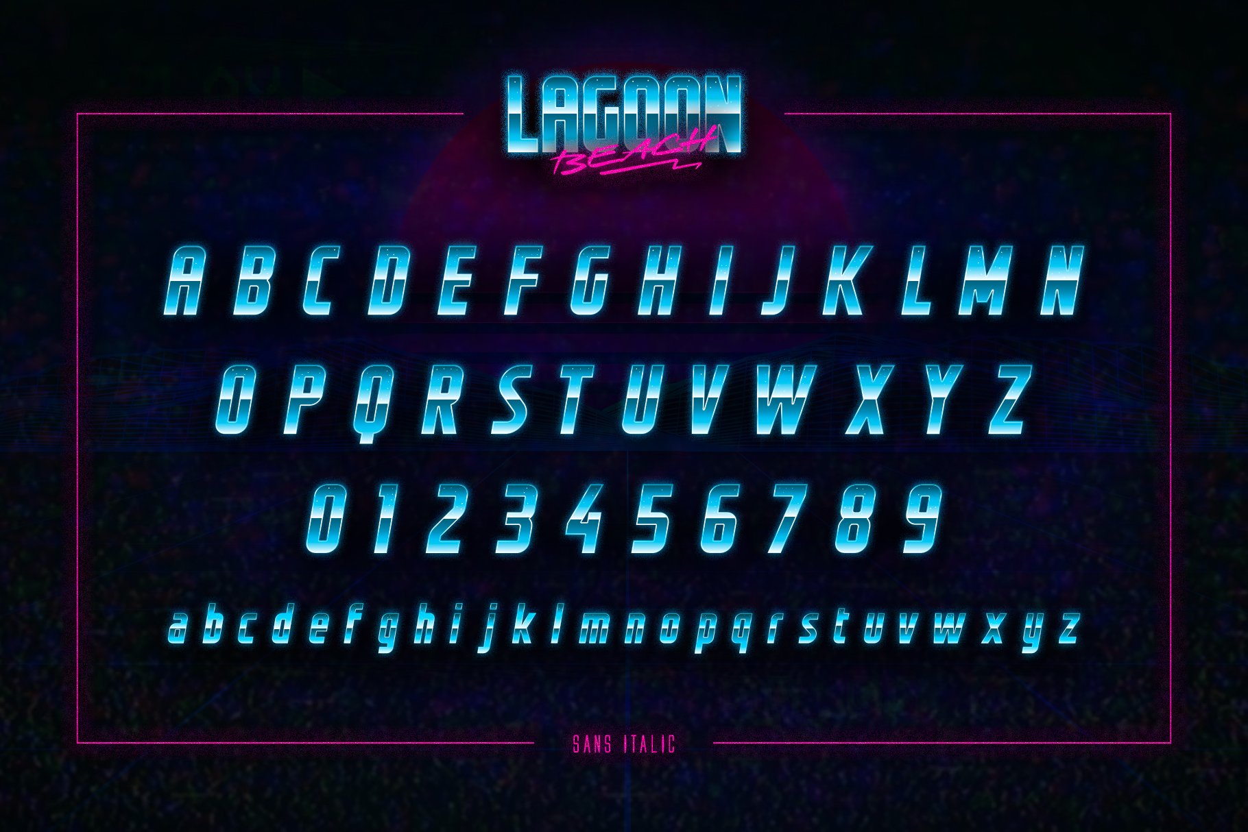 复古80年代蒸汽波海报画册杂志Logo标题英文字体素材 Lagoon Beach – 2 in 1 Font Pack_img_2