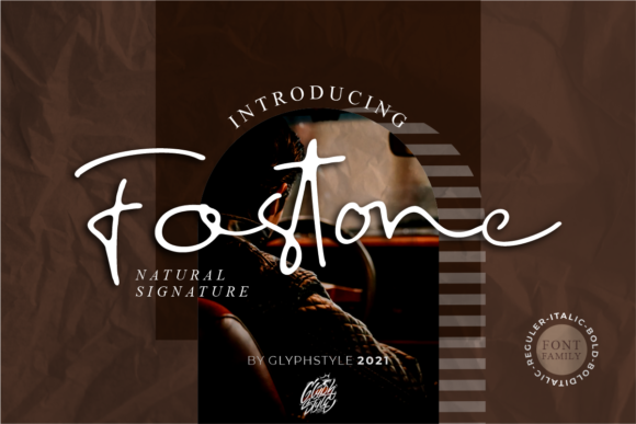 时尚优雅标题徽标Logo设计手写英文字体 Fostone Natural Signature Font_img_2