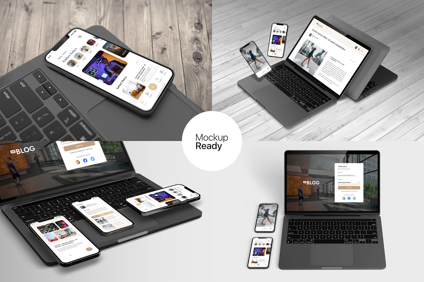 15个自适应网页APP界面设计苹果设备屏幕演示样机模板 UI/UX App Presentation - Phone & Notebook Mockup_img_2